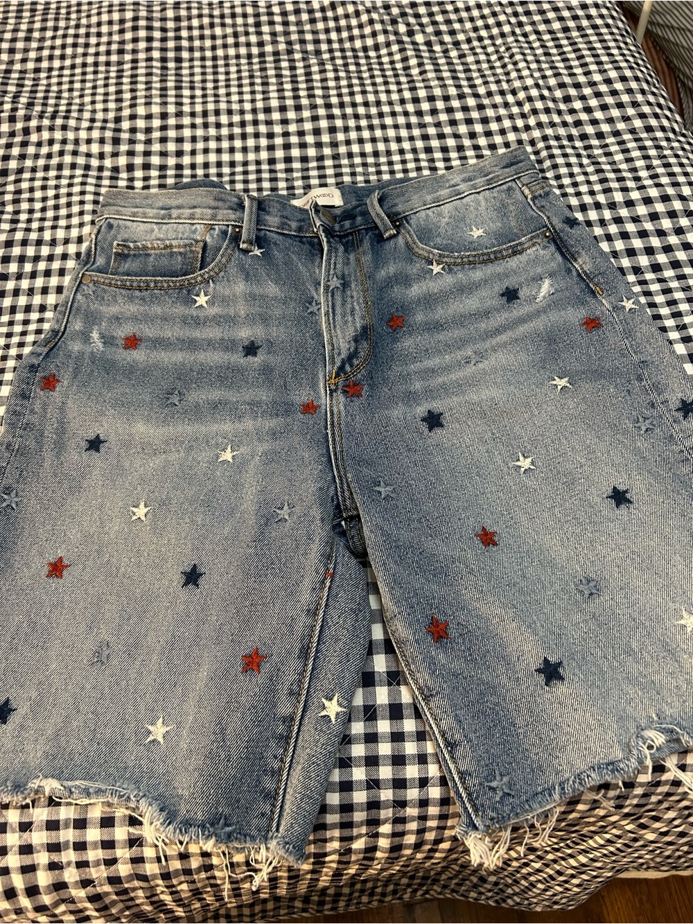 DRIFTWOOD Light Blue Denim Shorts with Red White and Blue Stars